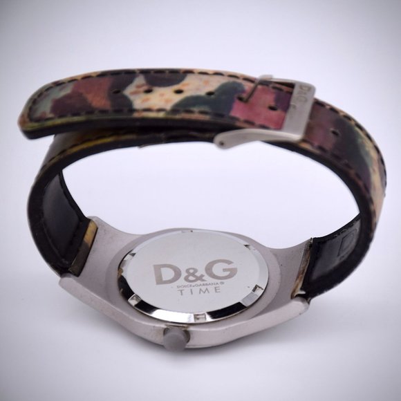 Dolce Gabbana D&G Round Analog Watch Black Dial Camo Band 24 hour Second Hand - Picture 4 of 6